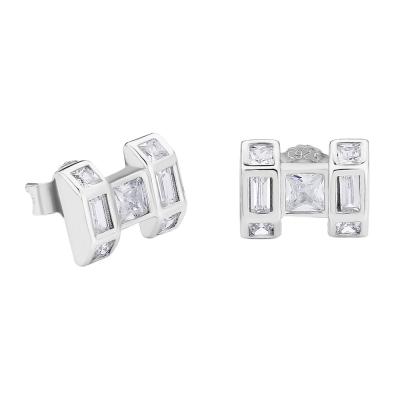 China New Hiphop Greatytang Design Letter I Princess Cut 5A Zircon 925 Sterling Silver Men Stud Earrings for sale