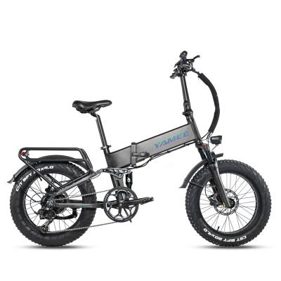 China Yamee full 20 inch multifunctional fat ebike suspension folding electric fat bike 750w tire ebike for sale