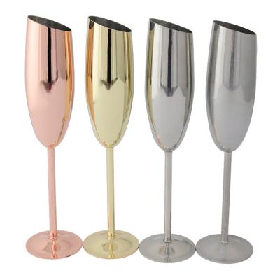 China Factory direct sales new classic/postmodern stainless steel goblet champagne wine glass, metal wine glass wine cup for sale