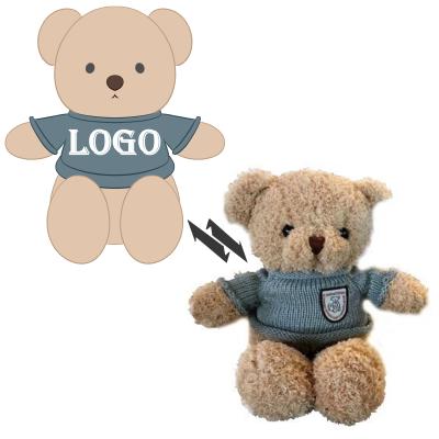 China Custom Lovely OEM Brand Plush LOGO Stuffed Soft Plush Bear Toy With Sweater Personalized Cute Plush Animal for sale