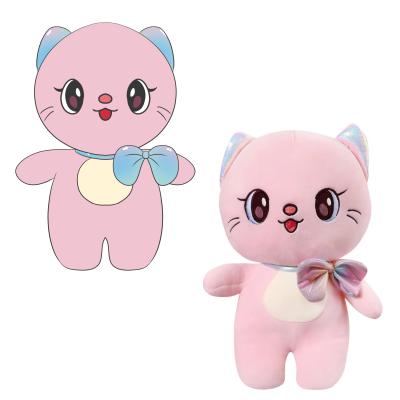 China Wholesale Lovely New Cartoon Animal Stuffed Cat Plush Toys Custom Cat Version With Bow Tie Stuffed Animal for sale