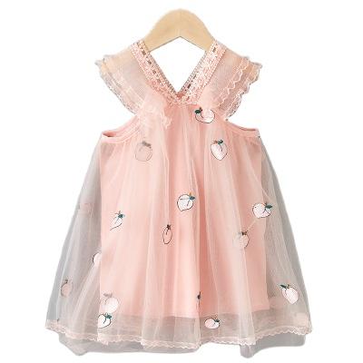 China New anti-static summer girl Princess Dress Embroidered Fruit halter dress soft comfortable skirts wholesale for sale