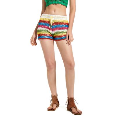 China Breathable Ladies Multi Color Hand Crochet Hot Pants Shorts Draw String HT Lined Classic Pants for sale