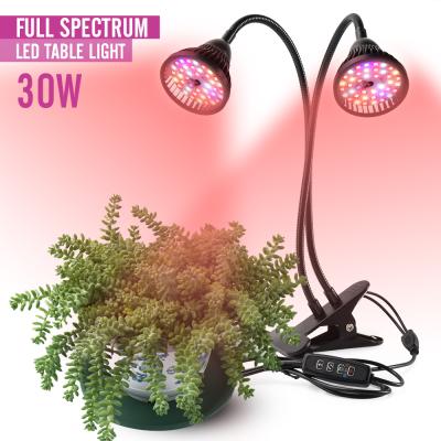 China Seed Starting SINJIAlight Double Head Time Dimmable Mini Desk Light For Indoor Plant Plant Growth 30W Red Blue Purple Strip LED Grow Lamp for sale