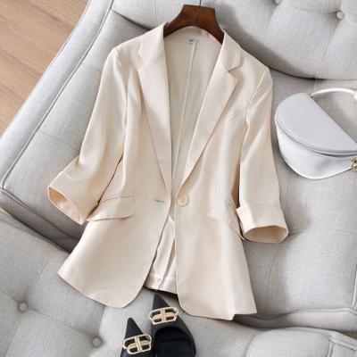 China Anti-wrinkle 2021 spring new arrival women's pure color coat with breast single joker long sleeve blazer suit set for sale