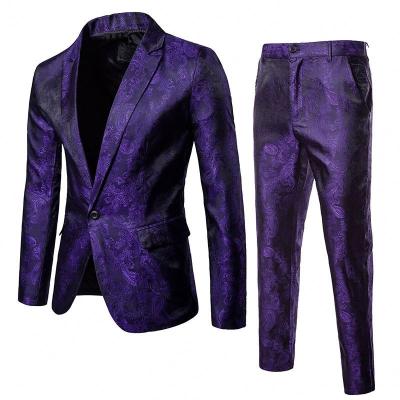 China Anti-wrinkle 2022 Hot Sales Fashion Design Mens Suit Sets Blazer Suit +Pants Business Sets Solid Color Slim Dress for sale