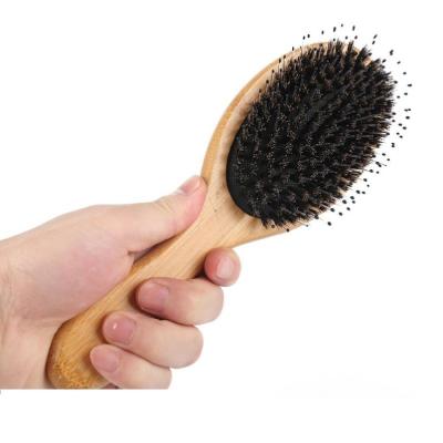 China Waterproof Natural Bamboo Handle Massage Brush Comb Boar Bristle Hair Scalp Massager Anti-Static Hair Comb Hair Styling Tool for sale