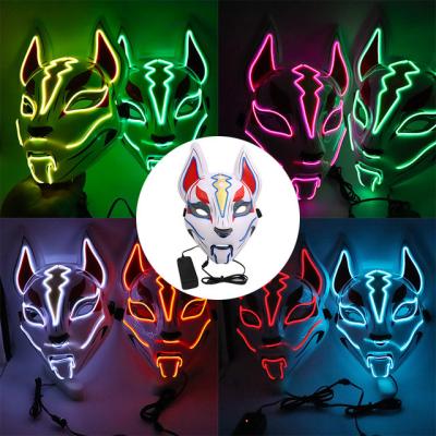 China Light Up Face Mask Masquerade Spz Fox EL Wire Mask Scary Neon Led Light UP Cosplay Mask Halloween Party Praise Led Props mask dance dj payday costume for sale