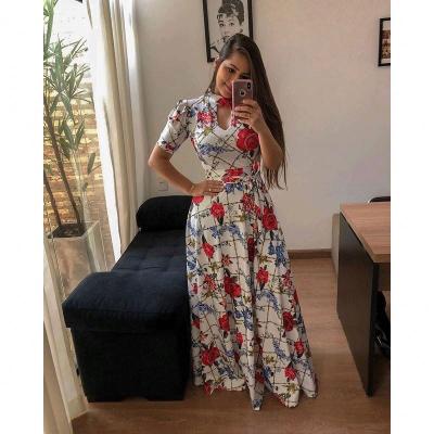 China Women's Plus Size Maxi Dress Fashion Ladies Summer Beach Breathable Floral Party Long Club Slim Sundress 418 for sale