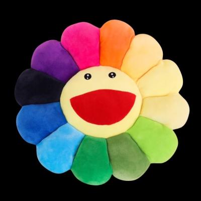 China 43cm Plush Daisy Flower Pillow Mat Cushion Stuffed Rainbow Sunflower Soft Plush Toy Wholesale for sale