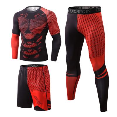 China Brand Casual Men's Compression Running Set Tight Legging Panties Long Girdles T-shirt Sportswear Tracksuit Suit Men Teen Sportswear for sale