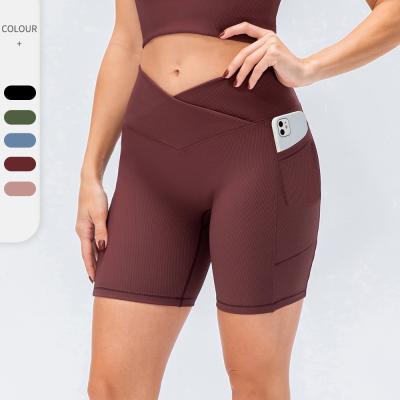 China Anti-Wrinkle Workout Women's Sports Running Fitness Single Empty Gym Shorts Women Sports Yoga Nylon Shorts for sale