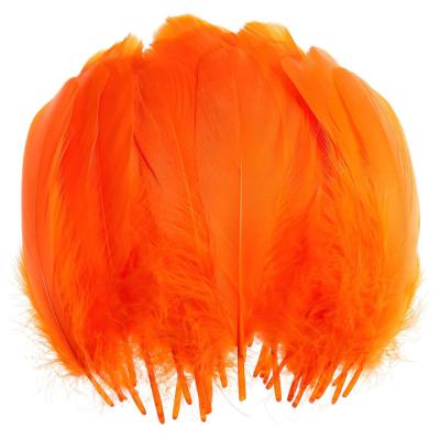 China DIY Held 100pcs Orange Natural Ruffle Goose Feathers For Jewelry Wedding Decorations for sale