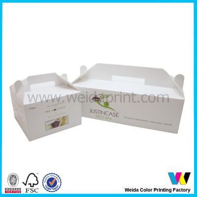 China White Wedding Cake Boxes With Handle , Cardboard Cake Boxes With Customer LOGO for sale