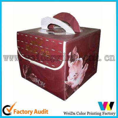 China Red Cake Packaging Boxes In Eco Friendly Full Color Printed With Die Cutting Handle for sale