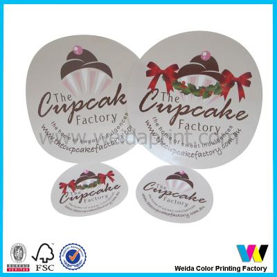 China Round Cut Shiny Finish Custom Sticker Printing in CMYK Color for Cupcakes for sale