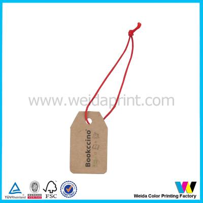 China Small Brown Kraft Printable Paper Tags with Black Lettering and Red String for sale