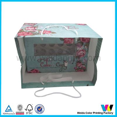 China 24 Cup Cardboard Cupcake Boxes Food Packaging Boxes With Clear PVC Window Plus Ribbion for sale