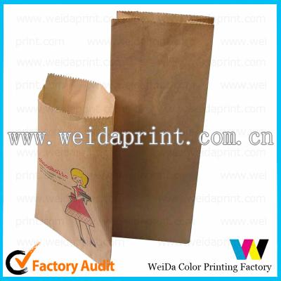 China Brown Paper Burger Packaging Bag , Brown Kraft Paper Bags With Handle for sale