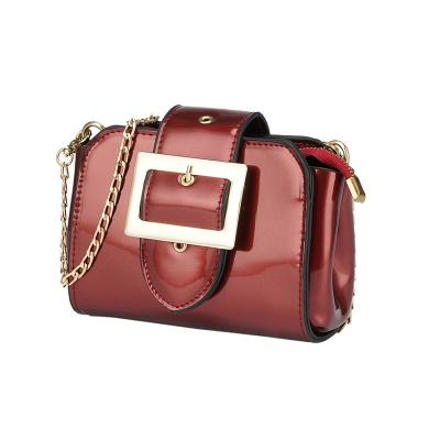 China High quality lacquered chain shoulder bag small square fashionable girl's shoulder bag small mini bag for sale