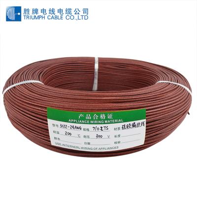 China High Flexible Fiberglass Braided 3122 16 18 20AWG Silicon Heating Wire Braid Textile Wire High Temperature 200C Silicone Rubber Flexible Cable for sale