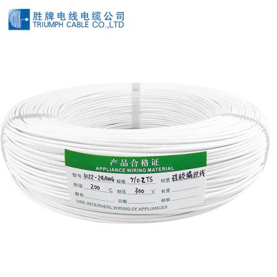 China High Flexible 200C 3122 26AWG 28AWG 30AWG 600V Fiberglass Braid High Temperature Silicone Insulated Wire For Equipment for sale