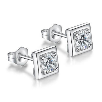 China CLASSIC Lab Developed 18K Gold Unisex Single Diamond Square Diamond Design Earrings For Men And Women Stud Earrings for sale