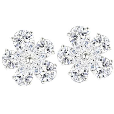 China HY 18K White Gold CLASSIC Lab Developed Created HPHT Diamond Pear Synthetic Diamond Daisy Stud Earrings Beautiful And Cute Stud Earrings for sale