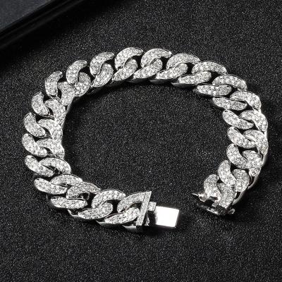 China Luxury Customized HY 18K Gold Lab HPHT Diamond Cuban Bracelet CLASSIC Synthetic Chain Denim Cuban Bracelets for sale