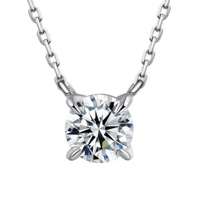 China CLASSIC Classic Round 4 Prong Diamond Necklace Match For All 14k 18k Plantinum Diamond Pendant Necklace With Chain for sale