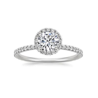 China HY Halo-Setting 1ct Round CLASSIC Lab Developed Diamond Color DEF VS Classic Clarity Engagement Ring in 14k Gold for sale