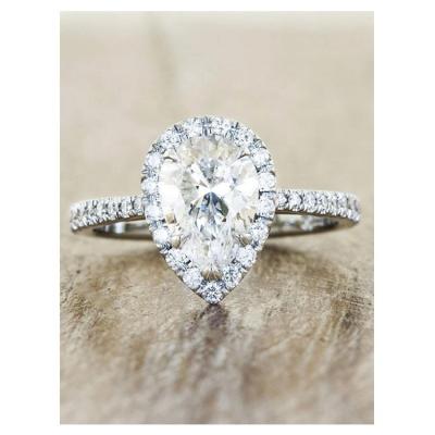 China HY engagement rings CLASSIC unique 1.25ct halo pear shape tcw pear 14k white gold rose gold for sale