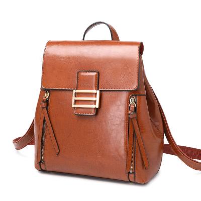 China Style: European and American fashion oil wax cowhide women backpack concise retro style original designer Fashion Hotselling for sale