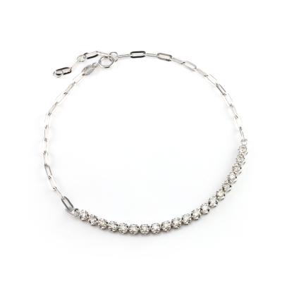 China Real FASHIONABLE Solid AU750 18K White Gold Trombone Chain Tennis Bracelet Bangle Jewelry For Wife for sale