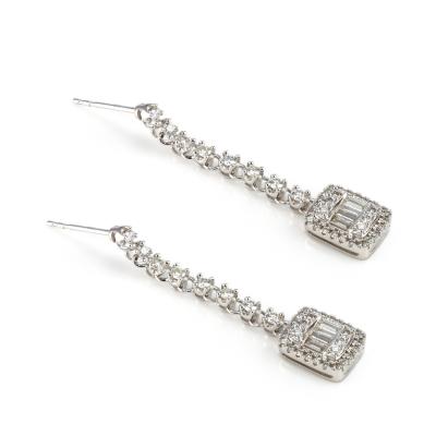 China Cute Fashionable Hanging Korea Wedding Diamond Earring Drop Square Dangle Earrings For Girls for sale