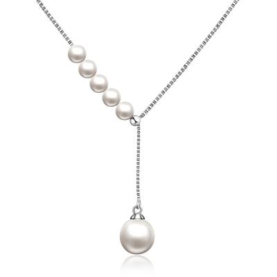 China Real 925 Sterling Silver Hot Selling Trendy Freshwater Pearl Necklace Women Classic Jewelry Designs Wholesale Women Gift for sale