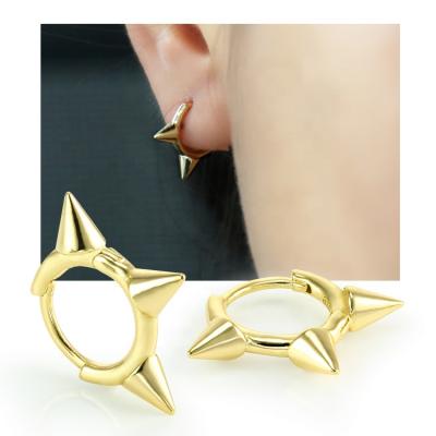 China Modern Hiphop New 925 Sterling Silver 14k Gold Zircon Climber Stud Earrings For Lady for sale