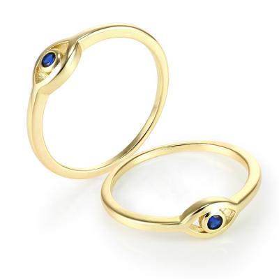 China Cute Blue Eye Anillos De Ojos 18k Gold Plated Women 925 Sterling Silver For Girl Jewelry Cubic Zirconia Rings for sale