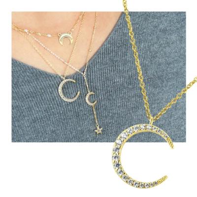 China Romantic 925 Silver Women Chains Tasty Bling Necklace 14k 18k Gold Plated Necklace Jewelry for sale