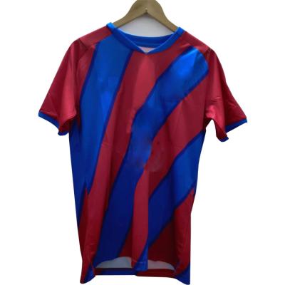 China Sets Logo Custom Red Stripe Polyester Sportswear Jerseyv Sublimation Team Wear Team Wear Shirt Soccer Blue Custom For Man for sale