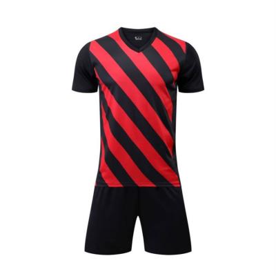 China Sets Sell 2022/2023 Wholesale Thailand Quality Black Red Stripe Soccer Jersey New Season Soccer Jersey Football Shirts For Men for sale