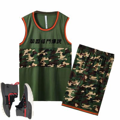 China Breathable Camouflage Basketball Uniforms Multi Shade Custom Basketball Tank Top for sale