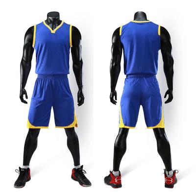 China Custom Logo Basketball Uniforms Practice Basketball Uniforms Antibacterial Blue Custom Tank Top Basketball Uniforms for sale