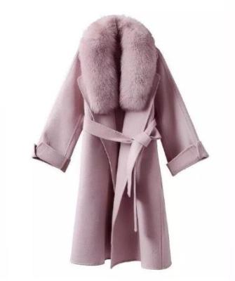 China 2020 Autumn Winter Sustainable Wool Coats Women Pink Wool Coat With Real Fur Ladies Winter Coat for sale