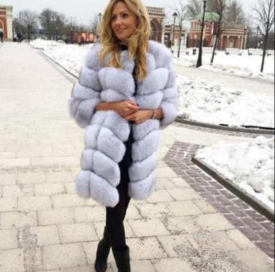 China Factory supplier QUICK DRY natural fine fur boutique white fox fur coats with detachable fur sleeve overcoat for sale