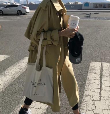 China Viable Side Split Streetwear Long Ditch Coats With Belt Korean Fashion Mustard Purple Ditch Overcoats for sale