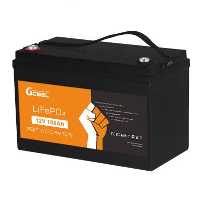 China Home Appliances GOBEL 12V Lithium Ion Batteries 100ah LiFePO4 Battery For Home Energy Storage Battery for sale