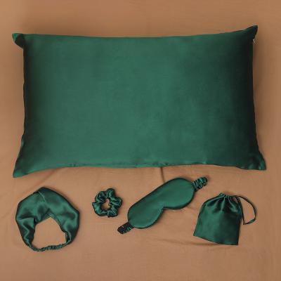 China Promote sleep 100% pure luxurious mulberry silk pillowcase and silk eye mask set for women for sale