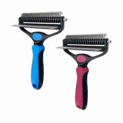 China Stocked 2 in 1 Pet Shedding Brush For Big Small Cat Dog Hair Removal Comb Pet Grooming Tools for sale