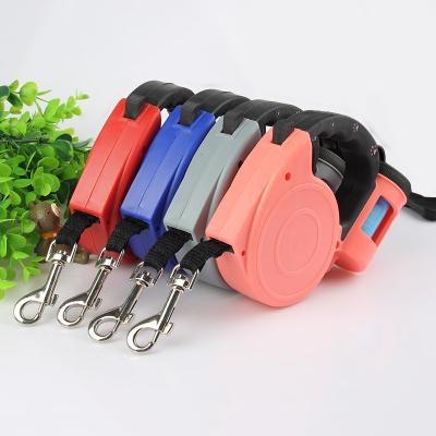 China Portable LED Pet Viable Automatic Leash With Dog Poop Waste Bag And Instant Light Retractable Dog Leash for sale